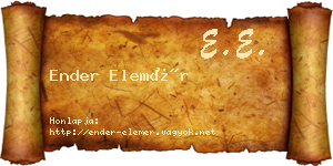 Ender Elemér névjegykártya