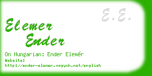 elemer ender business card
